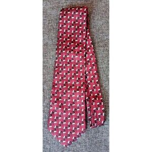 Tie 70s 80s 90s Y2K Aviano Silk Red Black Silver 4 Wide 59 Long